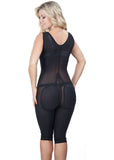 Classic Long leg Girdle with Lycra Buttock Covers - Black - Back View -1646